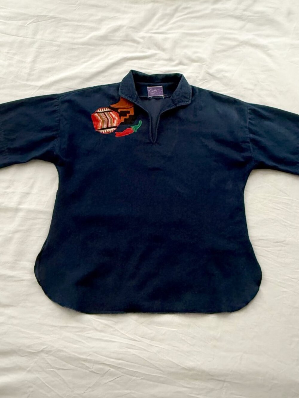 Vintage Carolene de Mesilla Denim Tunic Southwestern Applique Chili L